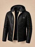 Sherpa Noir Hooded Leather Jacket