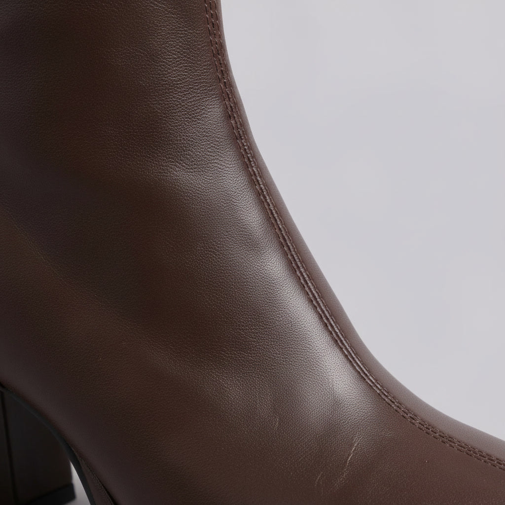 Velour Block Ankle Boot