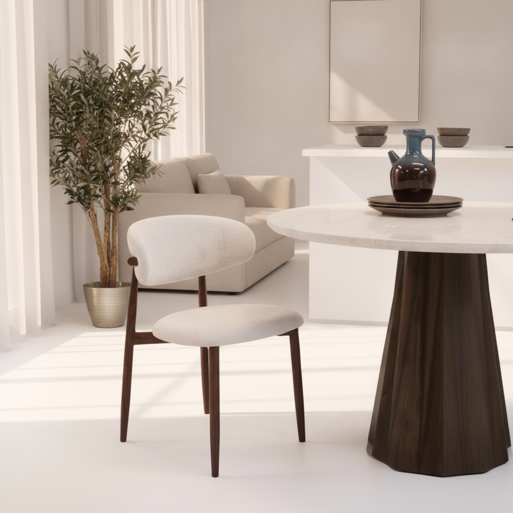 Fauteuil Bouclé Noyer Éclat