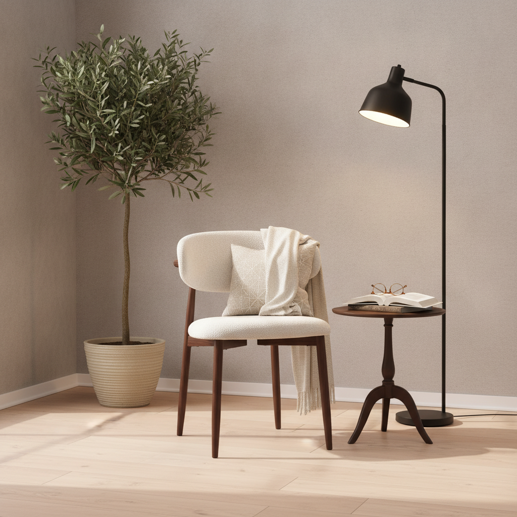Fauteuil Bouclé Noyer Éclat